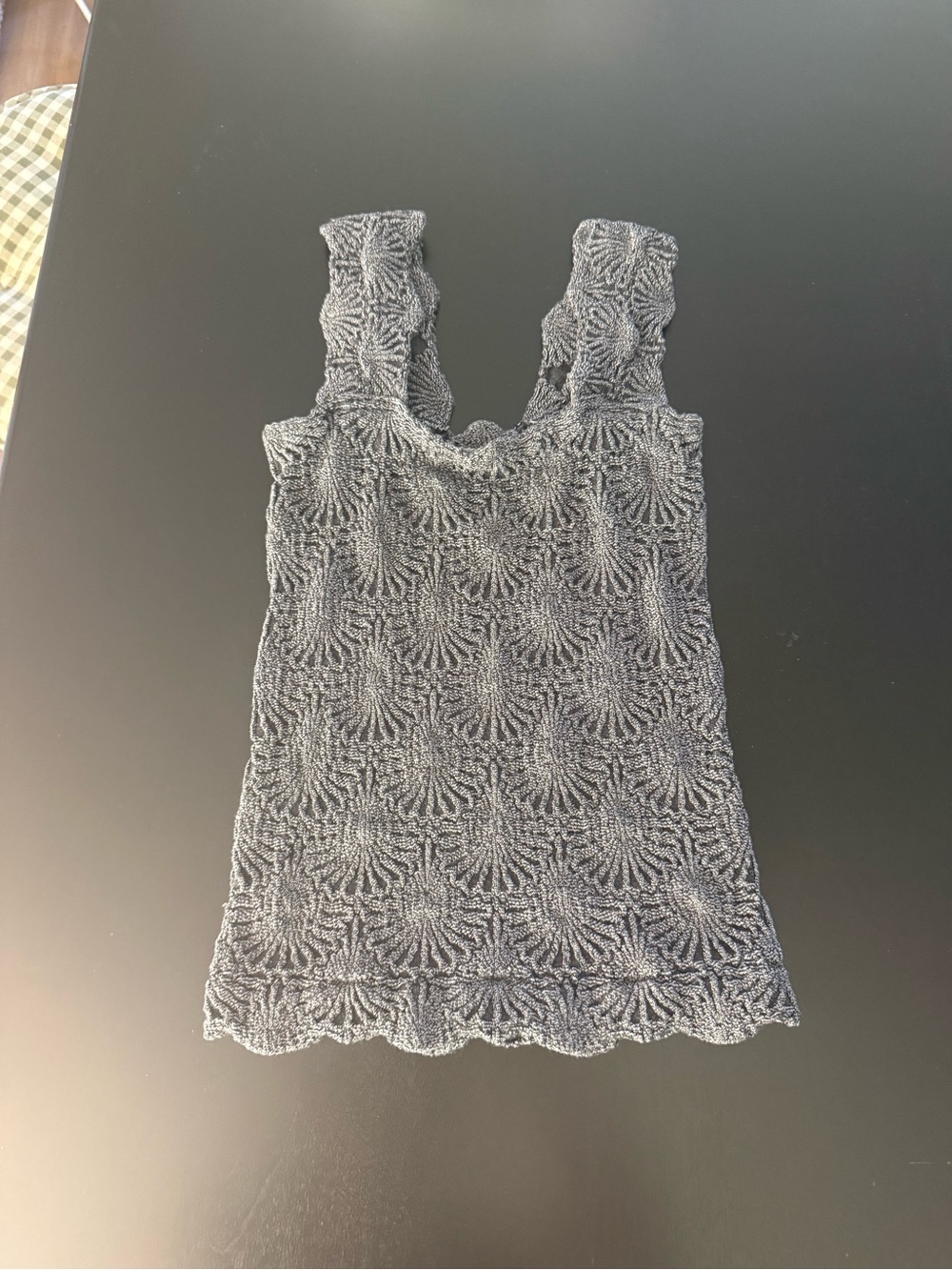 Free People Charcoal Gray Textured Knit Tank